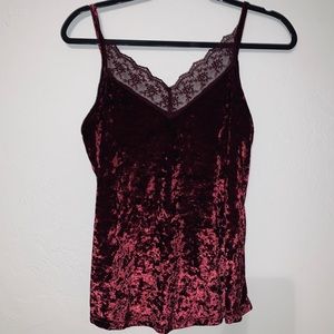 Women’s M Red Velvet Lace Lingerie Cami Blouse